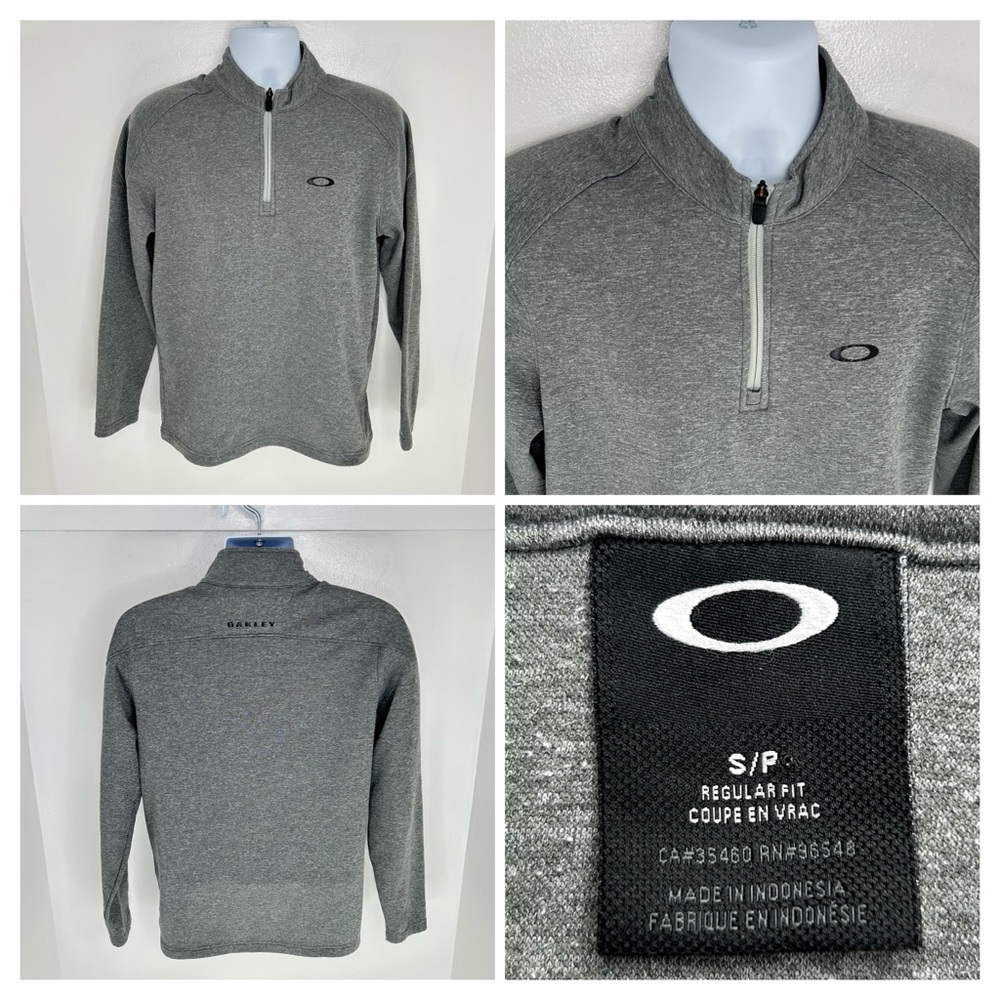 Oakley Quarter‎ Zip Pullover Mens Small Grey Regular Fit Performance Golf Tech